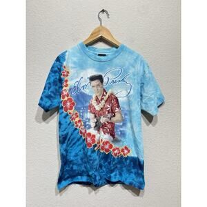 Vintage ELVIS PRESLEY Graceland Tag Hawaii T Shirt Large All Over Print Medium